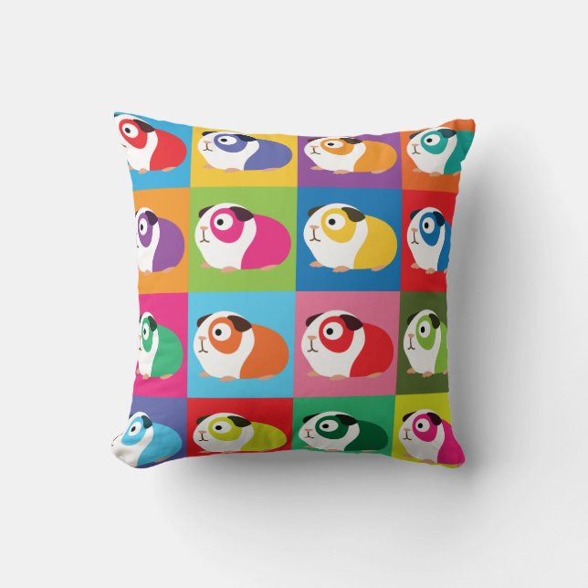 Pop Art Guinea Pigs Throw Pillow (Front)