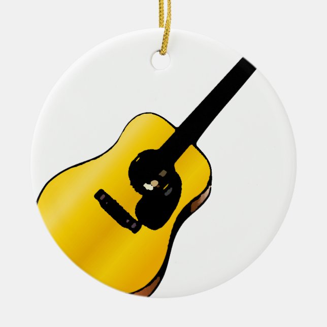 Pop Art Guitar Ceramic Ornament (Front)