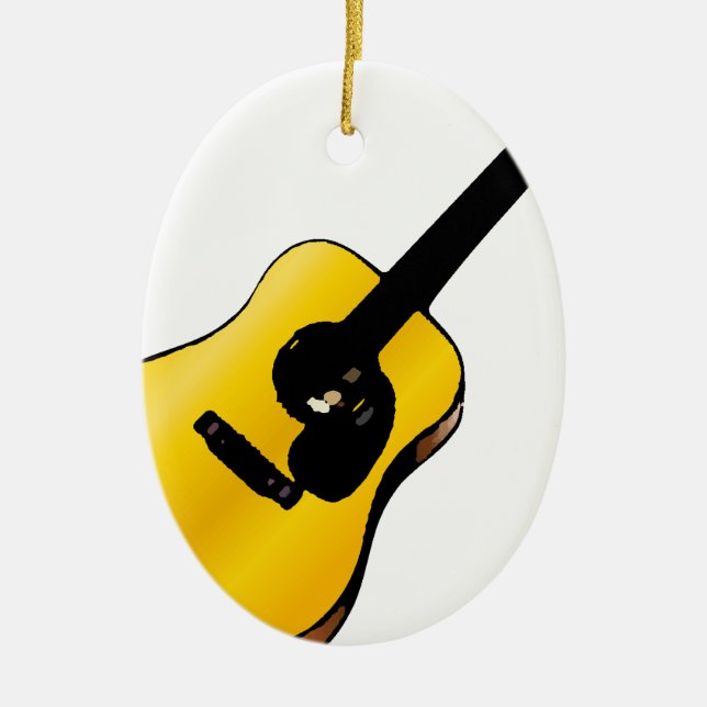 Pop Art Guitar Ceramic Ornament (Front)
