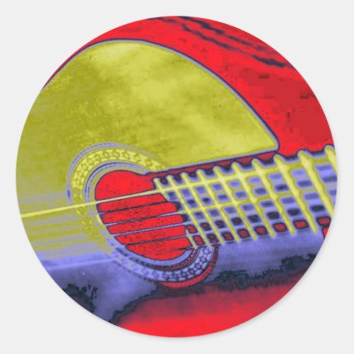 Pop Art Guitar Classic Round Sticker