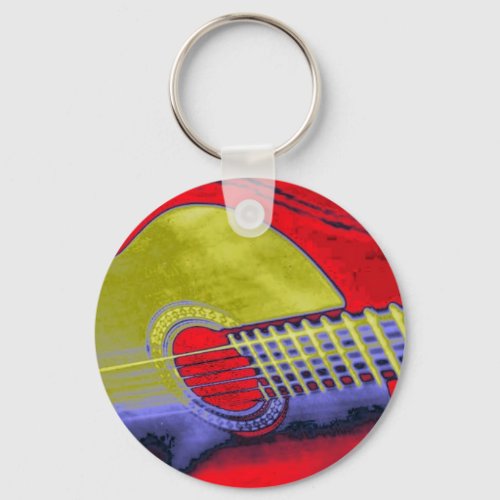 Pop Art Guitar Keychain