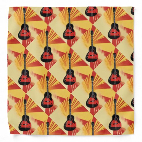 Pop Art Guitar Painting Illustration Bandana