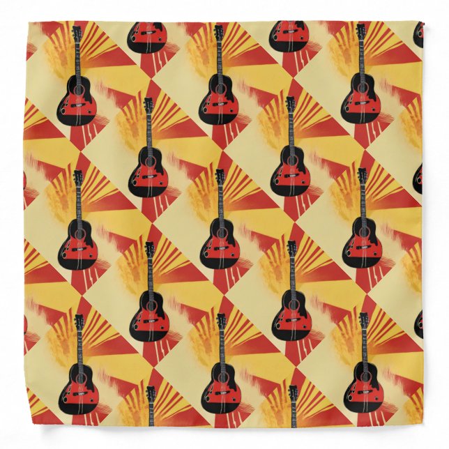 Pop Art Guitar Painting Illustration Bandana (Front)