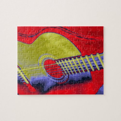 Pop Art Guitar Painting Illustration Jigsaw Puzzle
