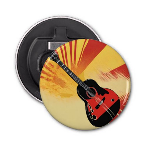 Pop Art Guitar Painting Illustration Vintage Retro Bottle Opener