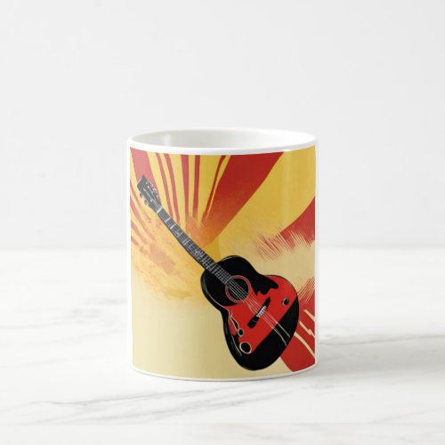 Pop Art Guitar Painting Illustration Vintage Retro Coffee Mug