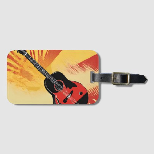 Pop Art Guitar Painting Illustration Vintage Retro Luggage Tag