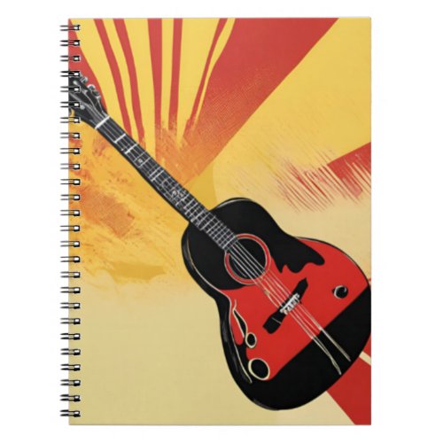 Pop Art Guitar Painting Illustration Vintage Retro Notebook