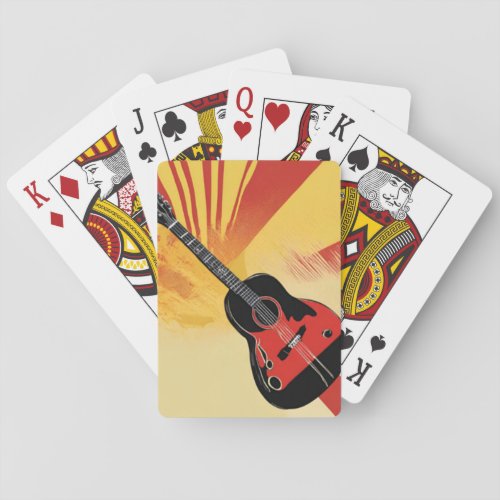 Pop Art Guitar Painting Illustration Vintage Retro Poker Cards