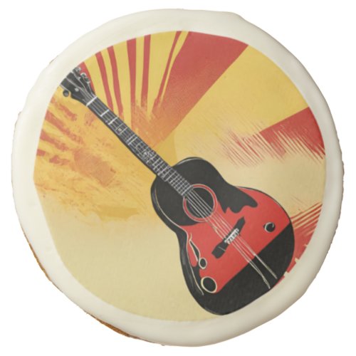 Pop Art Guitar Painting Illustration Vintage Retro Sugar Cookie