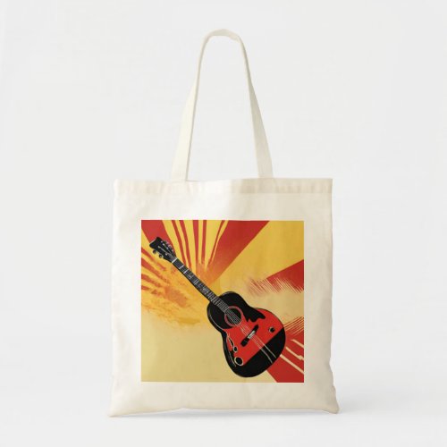 Pop Art Guitar Painting Illustration Vintage Retro Tote Bag