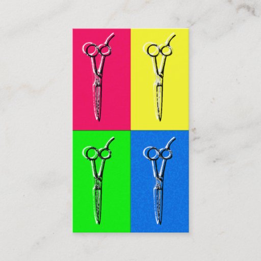 Customizable pop art hair stylist cosmetology scissors pink business card templates