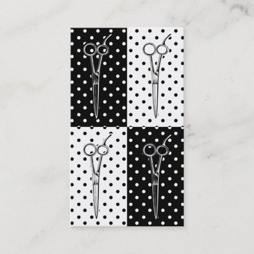 Customizable pop art hair stylist cosmetology scissors polkadot business card
