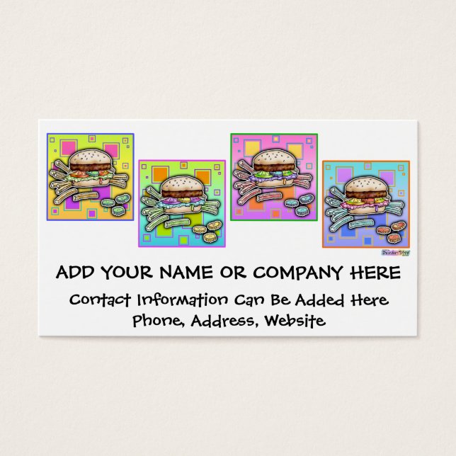Pop Art HAMBURGER BUSINESS CARD - GIFT TAG (Front)