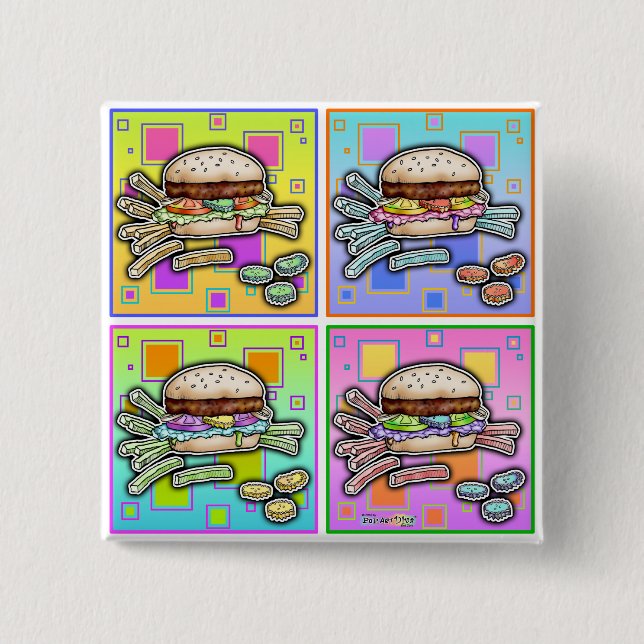 Pop Art HAMBURGER BUTTON (Front)