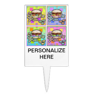Pop Art HAMBURGER CAKE TOPPER PICK