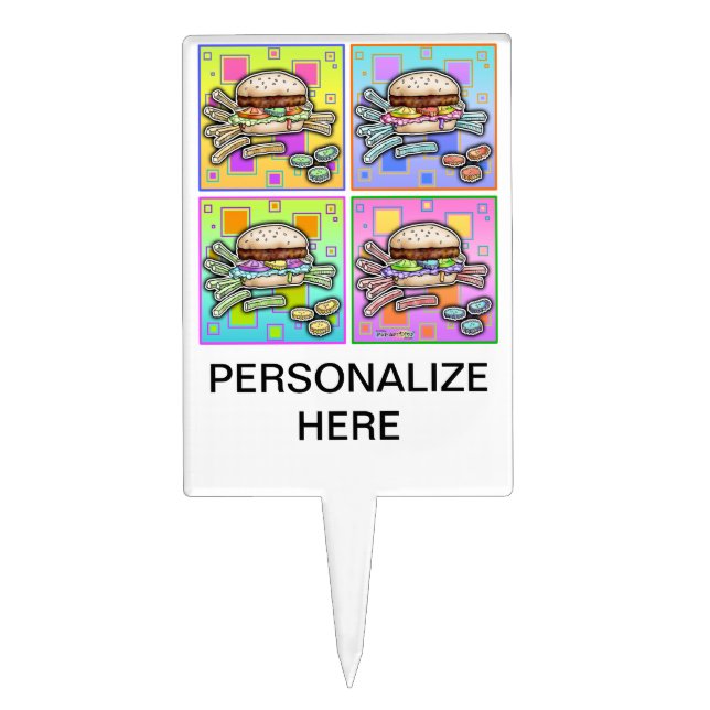 Pop Art HAMBURGER CAKE TOPPER PICK (Front)