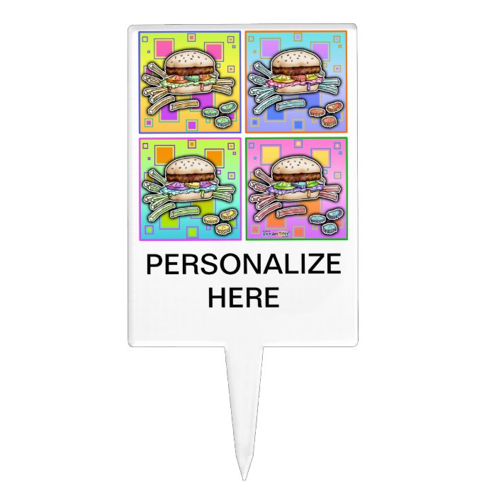 Pop Art HAMBURGER CAKE TOPPER PICK