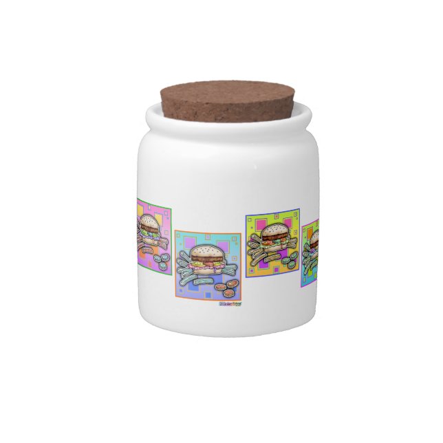 Pop Art HAMBURGER CONDIMENT or CANDY JAR (Front)