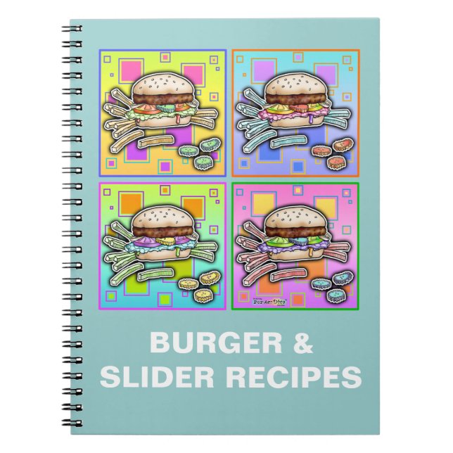 Pop Art HAMBURGER Recipe Notebook - Journal (Front)
