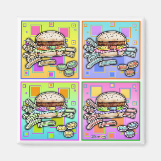 Pop Art HAMBURGER (Sq) MAGNET