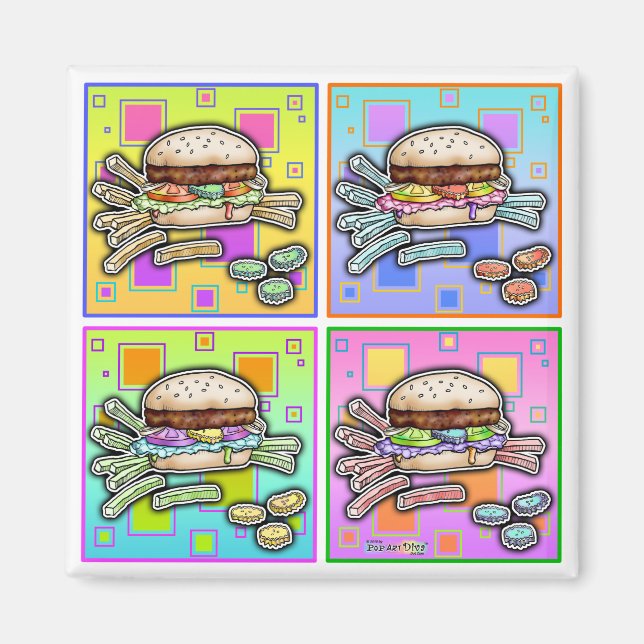 Pop Art HAMBURGER (Sq) MAGNET (Front)