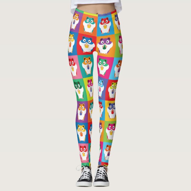 Pop Art Hamsters Leggings (Front)