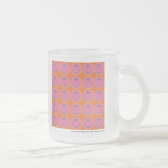 pop art happy faces frosted glass coffee mug