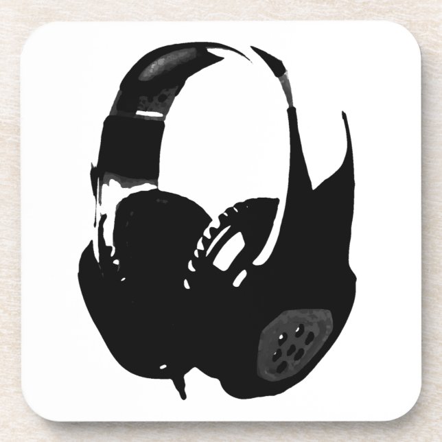 Pop Art Headphone Beverage Coaster (Front)