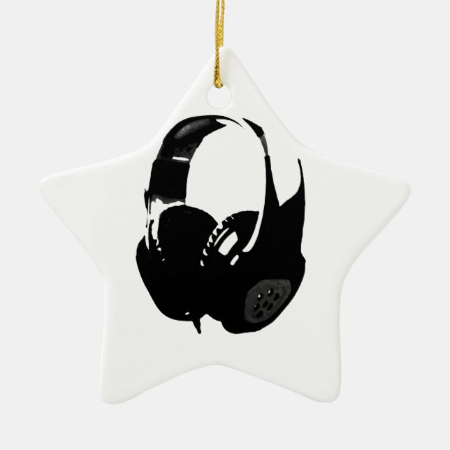 Pop Art Headphone Ceramic Ornament (Front)