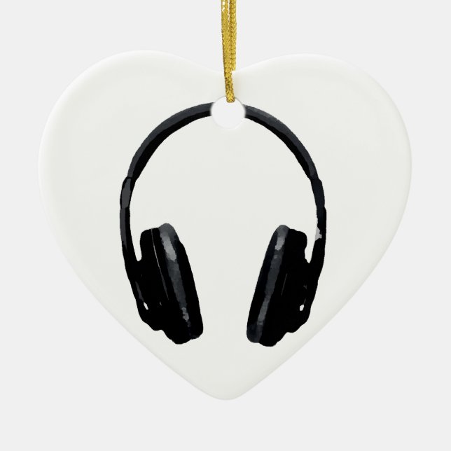 Pop Art Headphone Ceramic Ornament (Front)