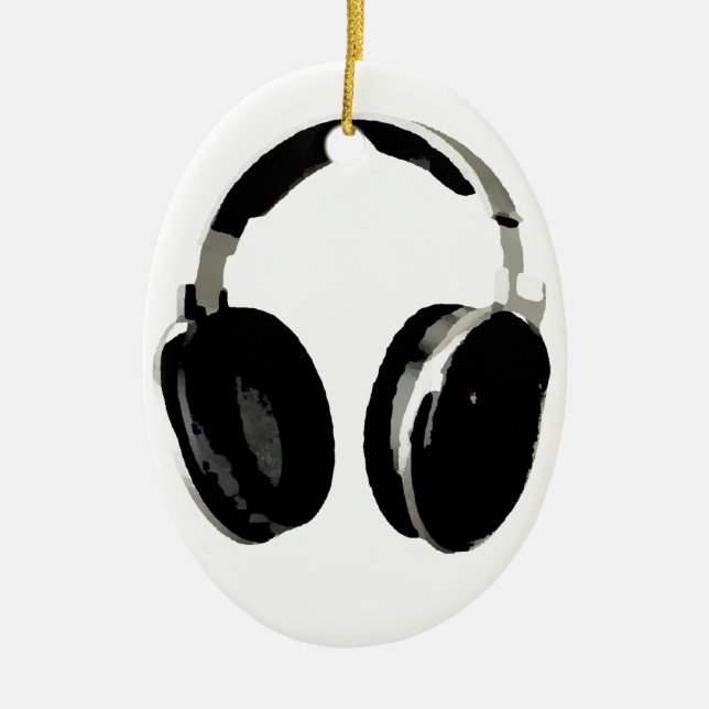 Pop Art Headphone Ceramic Ornament (Front)