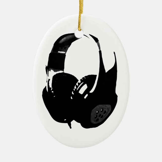 Pop Art Headphone Ceramic Ornament (Front)