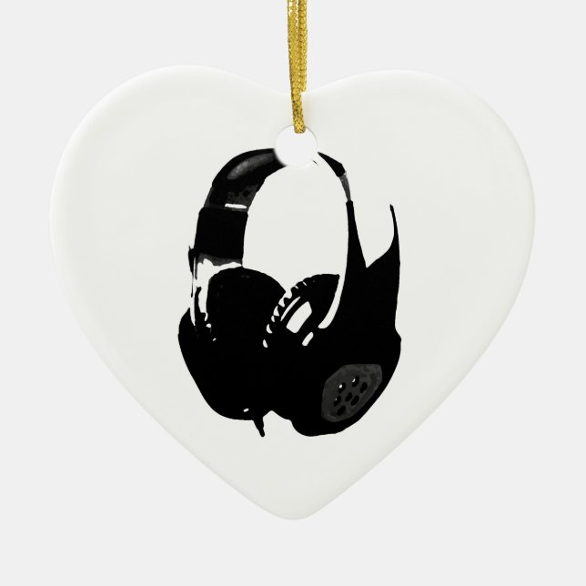 Pop Art Headphone Ceramic Ornament (Front)