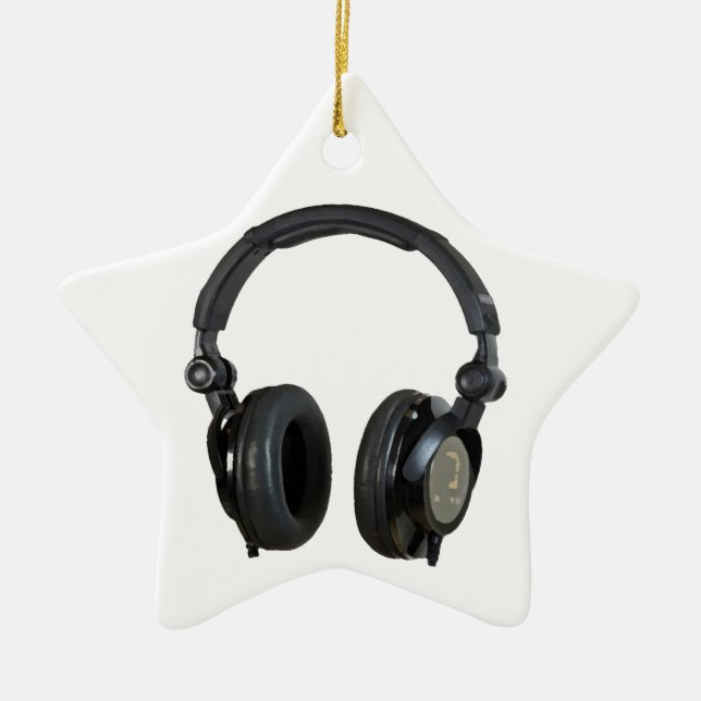Pop Art Headphone Ceramic Ornament (Front)