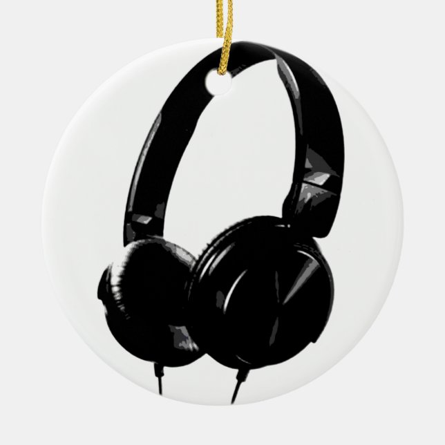 Pop Art Headphone Ceramic Ornament (Front)