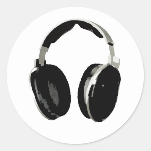 Pop Art Headphone Classic Round Sticker