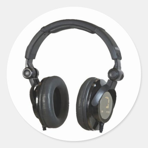 Pop Art Headphone Classic Round Sticker