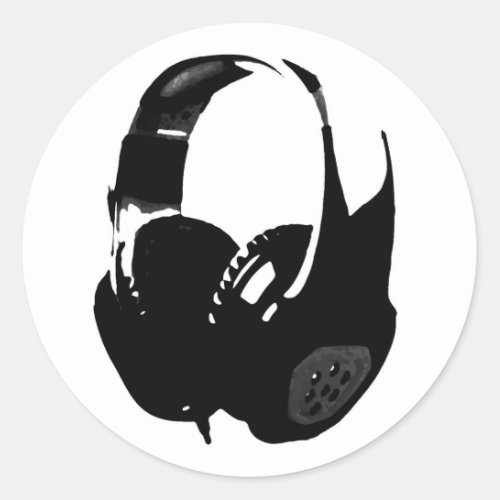 Pop Art Headphone Classic Round Sticker