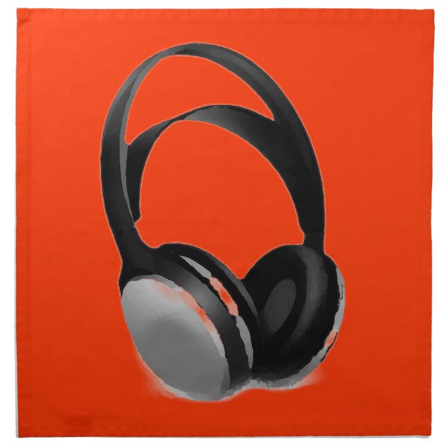 Pop Art Headphone Cloth Napkin (Front)