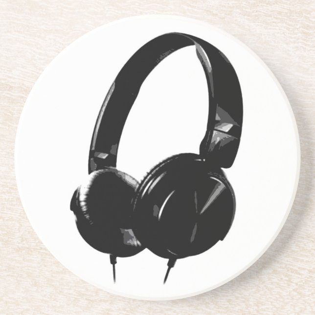 Pop Art Headphone Drink Coaster (Front)