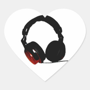 Pop Art Headphone Heart Sticker