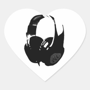Pop Art Headphone Heart Sticker