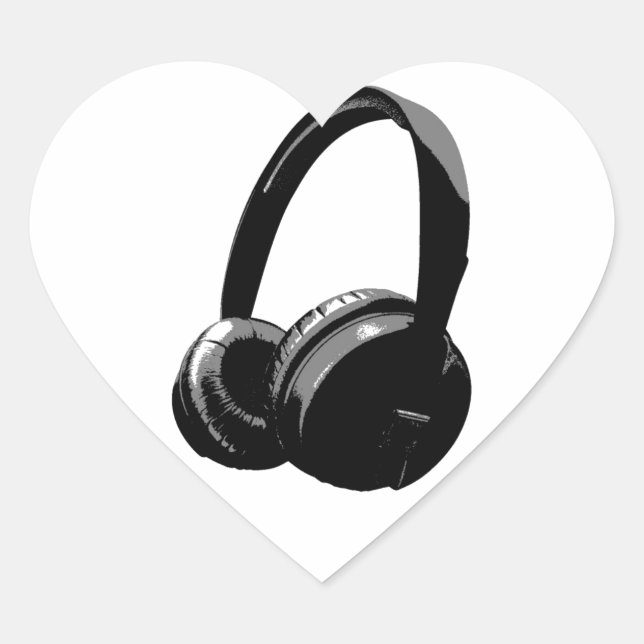 Pop Art Headphone Heart Sticker (Front)