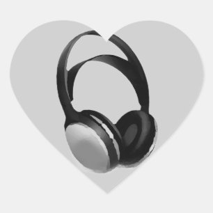 Pop Art Headphone Heart Sticker