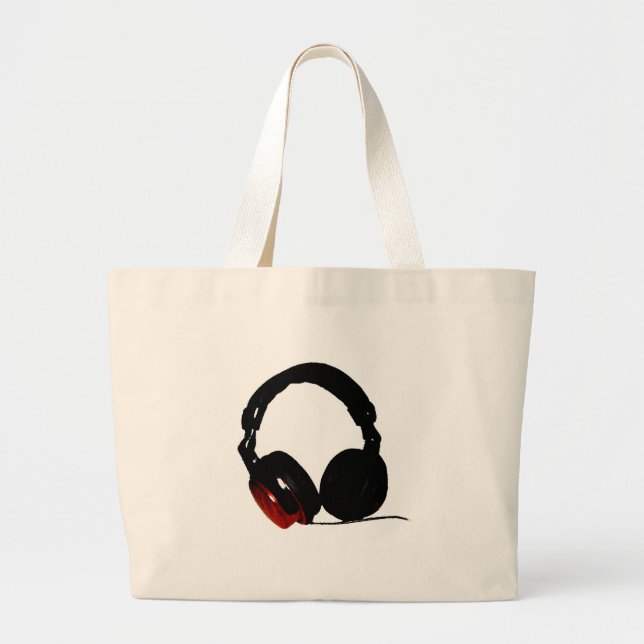 Pop Art Headphone Large Tote Bag (Front)