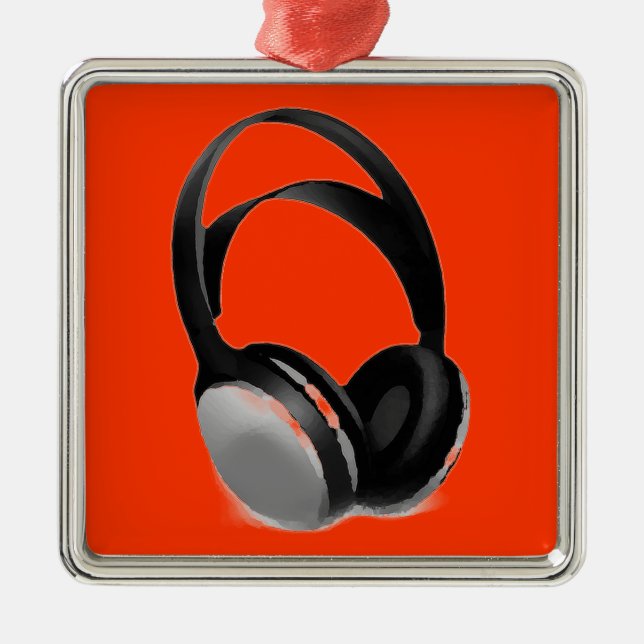 Pop Art Headphone Metal Ornament (Front)