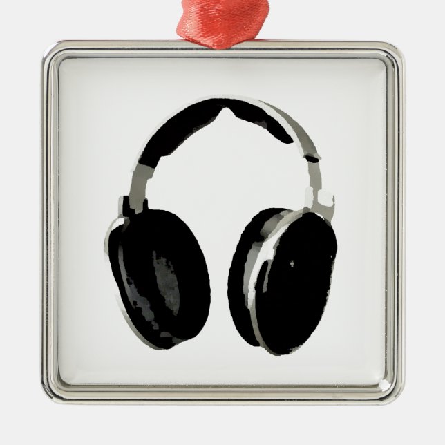 Pop Art Headphone Metal Ornament (Front)