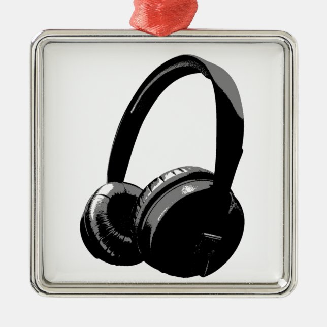 Pop Art Headphone Metal Ornament (Front)