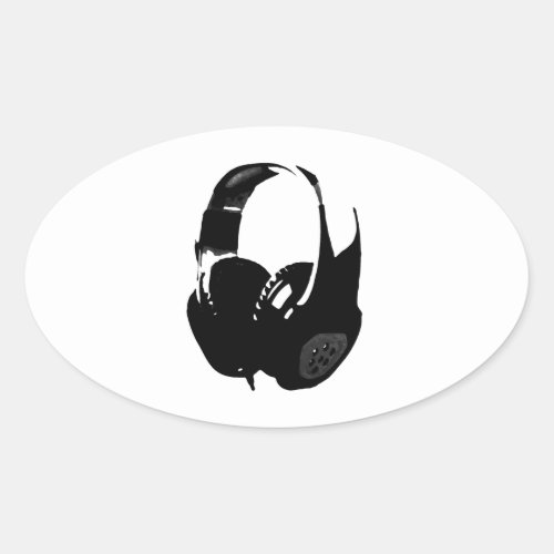 Pop Art Headphone Oval Sticker
